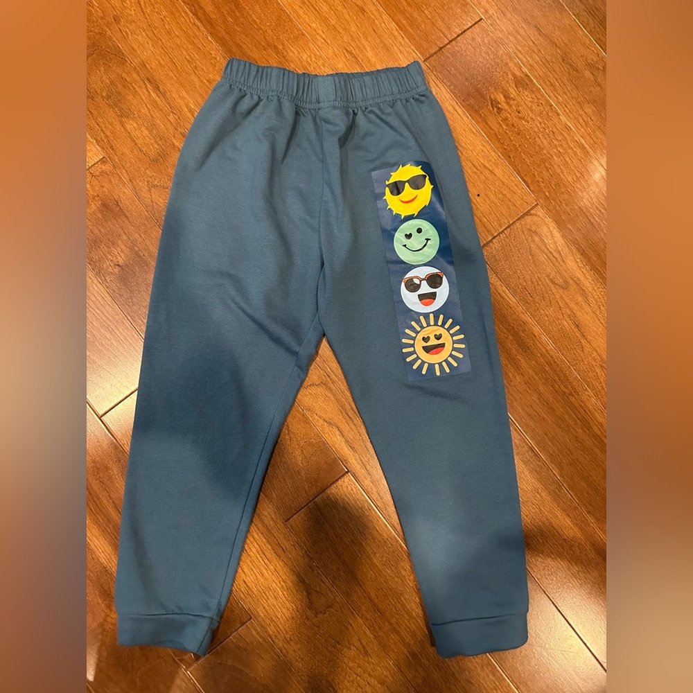 Blue Joggers with Emoji Design and Elastic Waistband